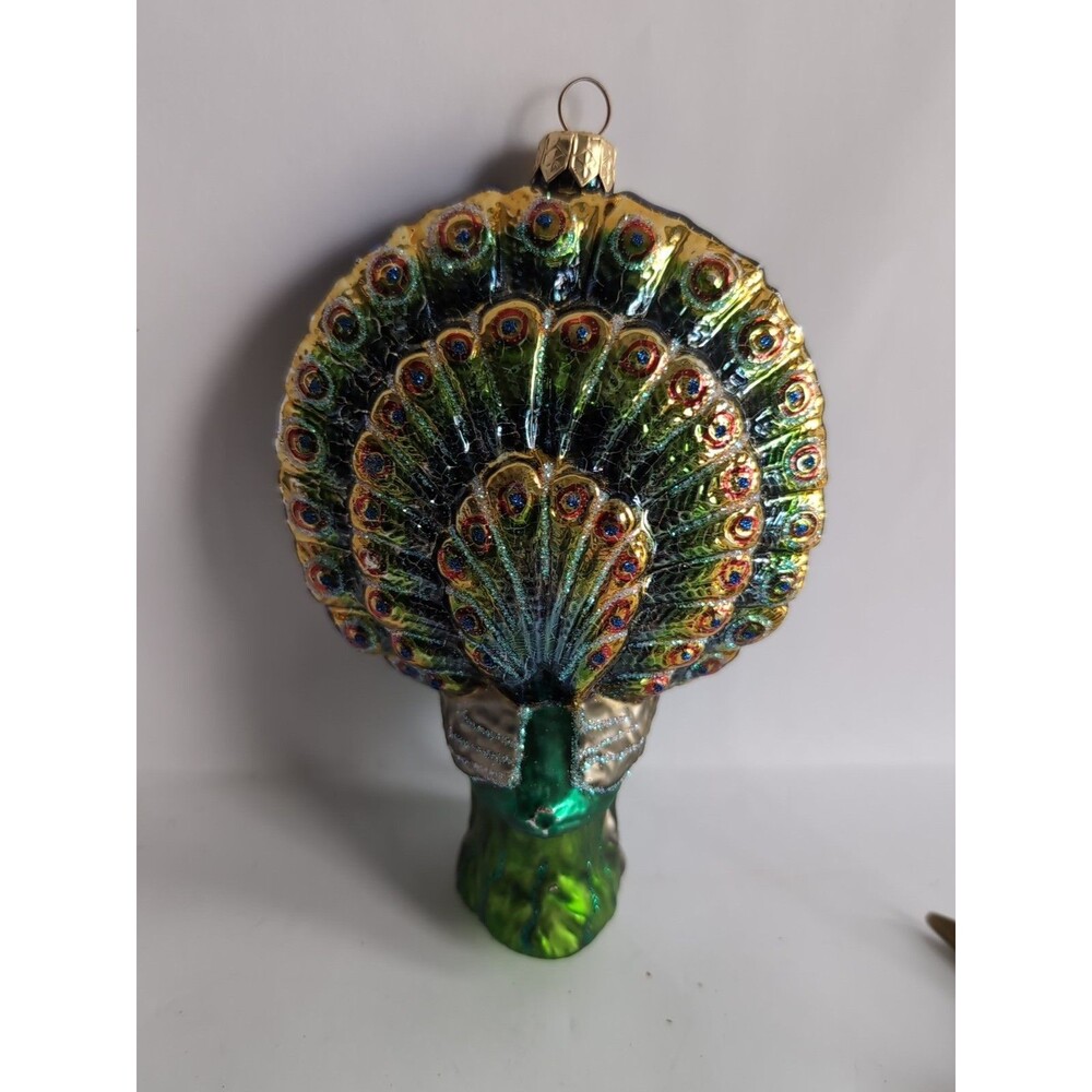 Kurt Adler Peacock Bird Christmas Ornament Mercury Glass Vintage - Picture 2 of 5